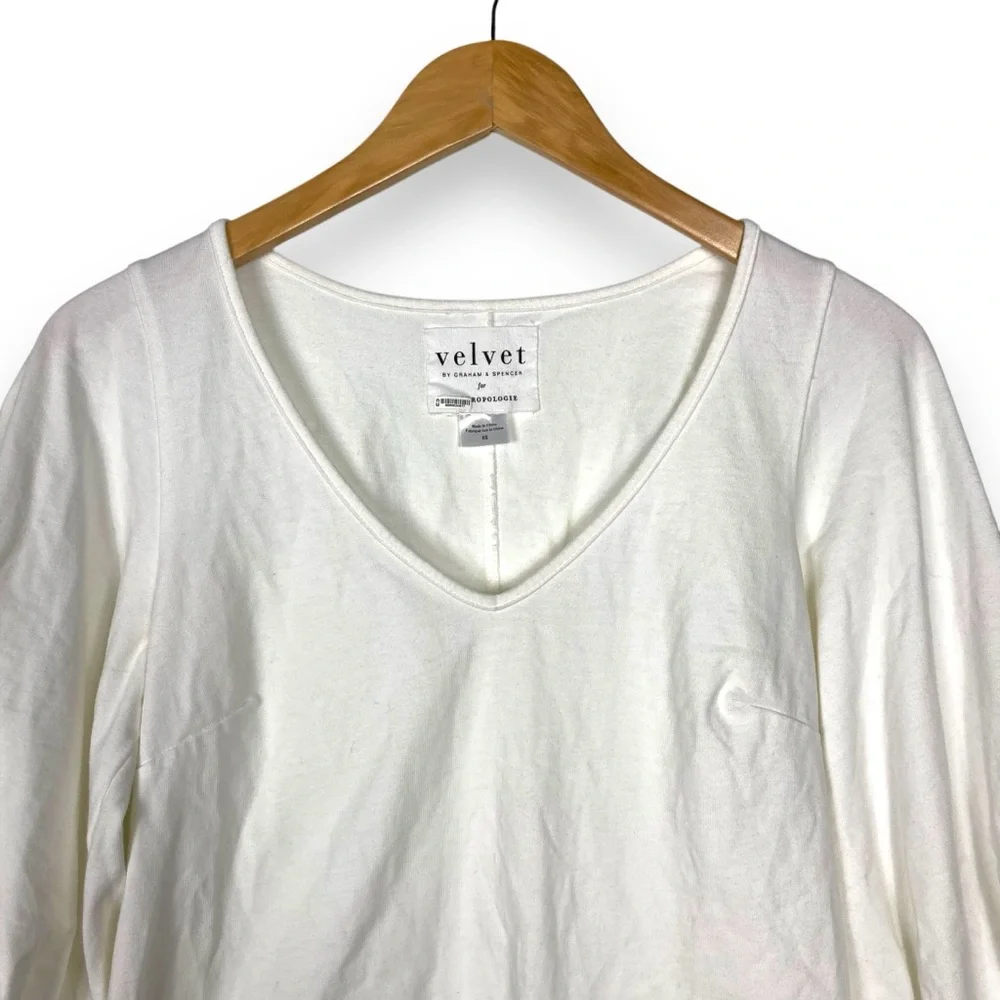 Velvet By Graham & Spencer Puff Sleeve Bodice White blouse top 100% Cotton XS - Picture 7 of 8